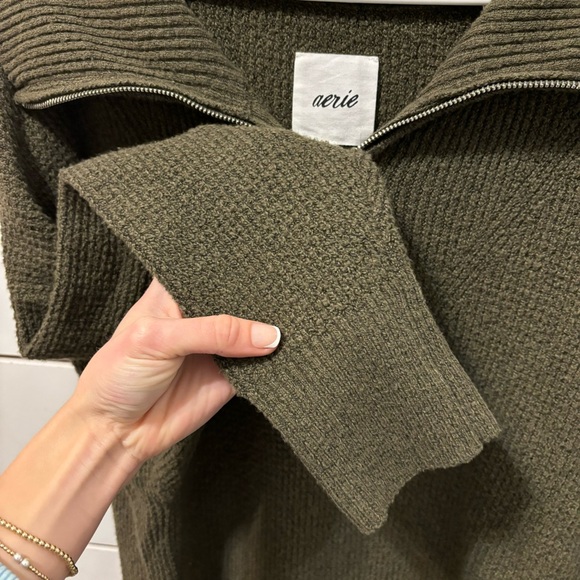 Aerie CozyUp Waffle Quarter Zip Sweater Oversized Waffle Knit - Picture 5 of 5